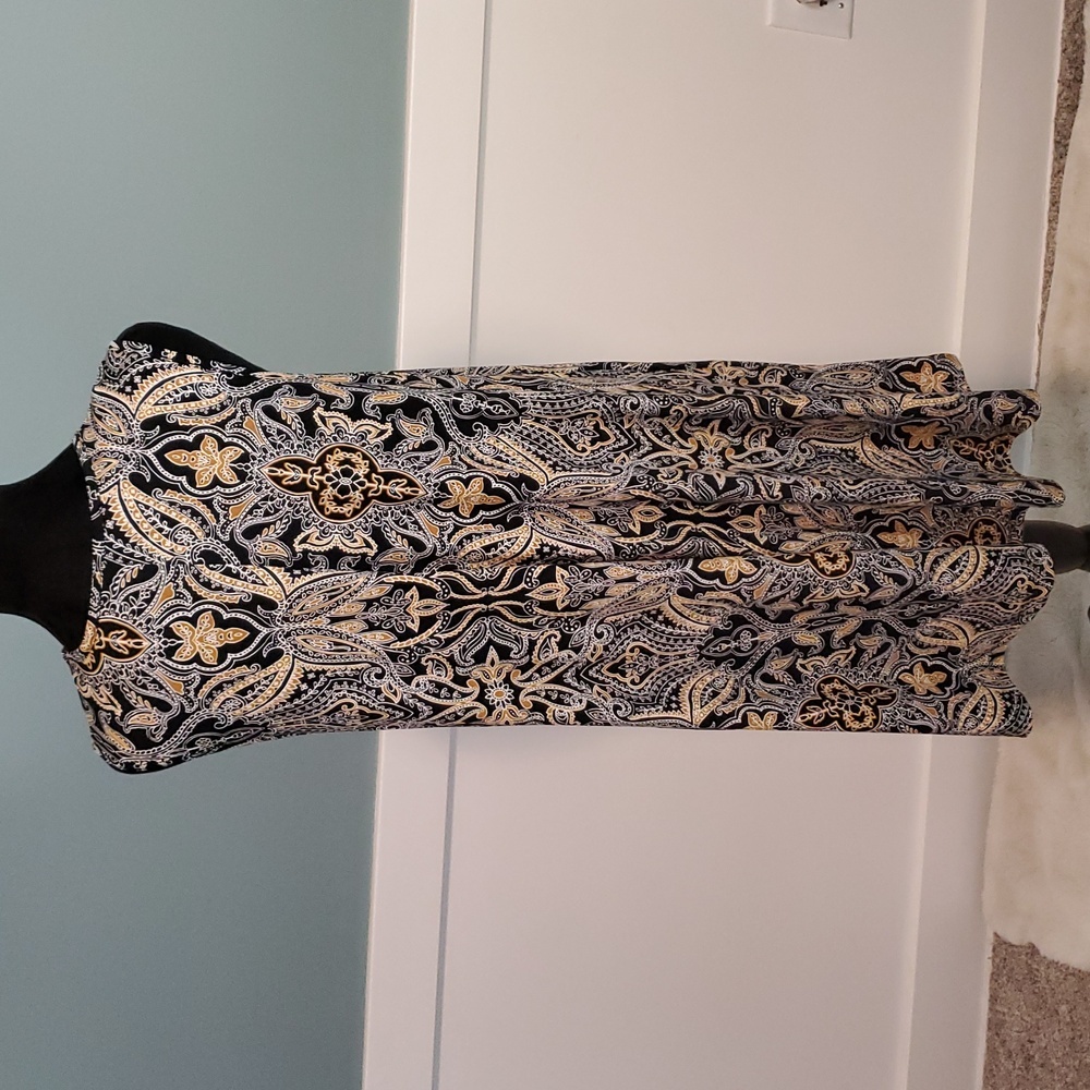 Tahari Black Gold Paisley Dress M - Picture 3 of 11